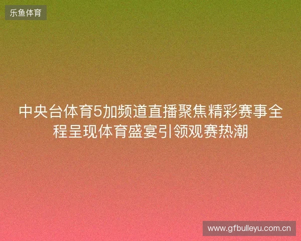 中央台体育5加频道直播聚焦精彩赛事全程呈现体育盛宴引领观赛热潮