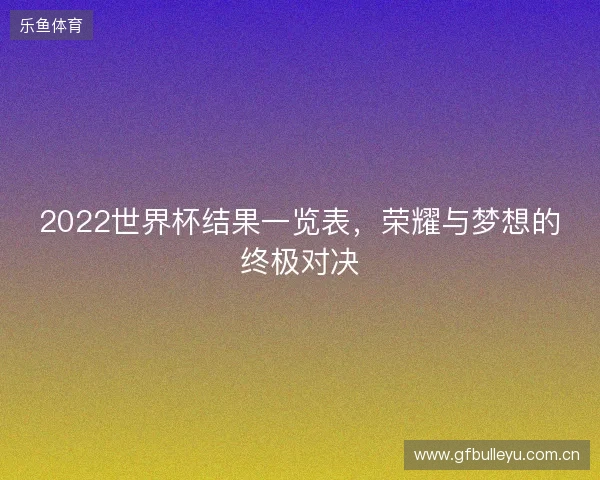 2022世界杯结果一览表，荣耀与梦想的终极对决