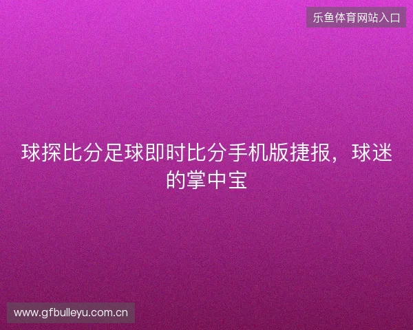 球探比分足球即时比分手机版捷报，球迷的掌中宝